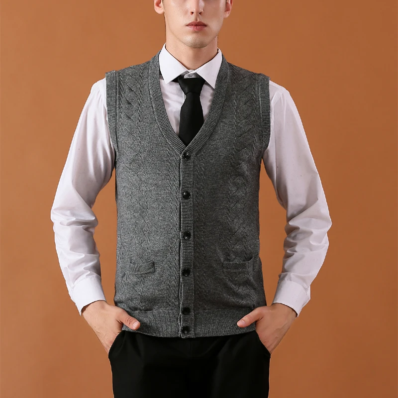 High Quality Fashion New Mens Sweater Vest Wool Knitted Business Men Sleeveless Vest Male V Collar Men's Wear Knitted Men's Vest
High Quality Fashion New Mens Sweater Vest Wool Knitted Business Men Sleeveless Vest Male V Collar Men's Wear Knitted Men's Vest