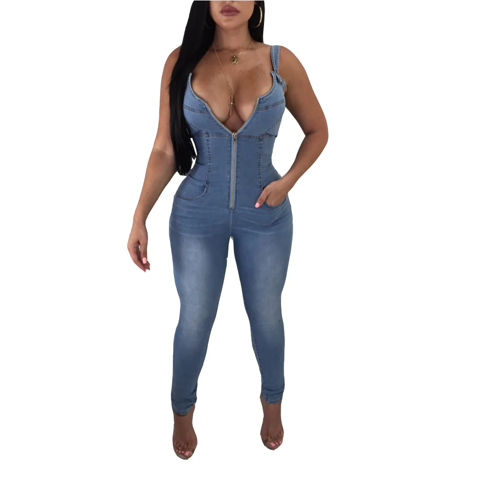 

new suspender strapless slim jumpsuit jeans