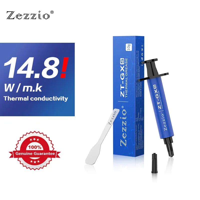Zezzio ZT-GXS 1/10/30 г термопаста 14,8 Вт/мК термопаста Для ЦП графической карты
Zezzio ZT-GXS 1/10/30 г термопаста 14,8 Вт/мК термопаста Для ЦП графической карты