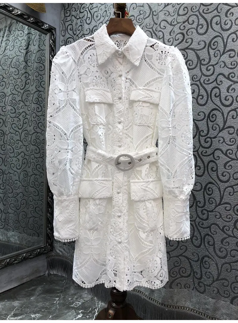 High Quality New Long Shirt Dress 2023 Spring Women Turn-down Collar Pocket Deco Long Sleeve Casual White Lace Embroidery Dress 
High Quality New Long Shirt Dress 2023 Spring Women Turn-down Collar Pocket Deco Long Sleeve Casual White Lace Embroidery Dress