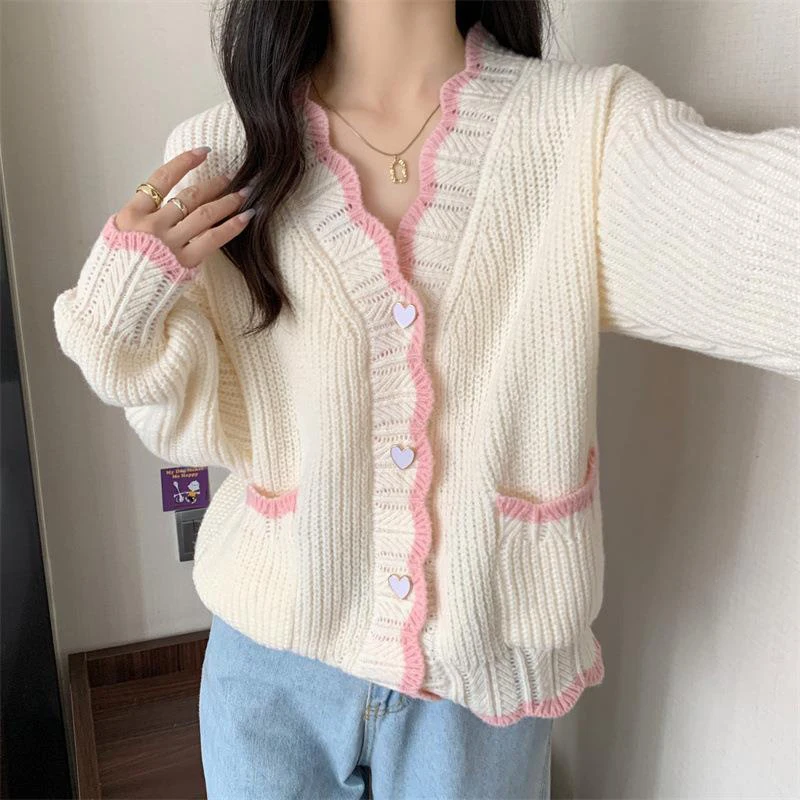 Sweet White Knitted Cardigan Women 2023 Autumn Winter Heart Buttons Long Sleeve Sweater Woman Korean Style Loose Knitwear Female
Sweet White Knitted Cardigan Women 2023 Autumn Winter Heart Buttons Long Sleeve Sweater Woman Korean Style Loose Knitwear Female