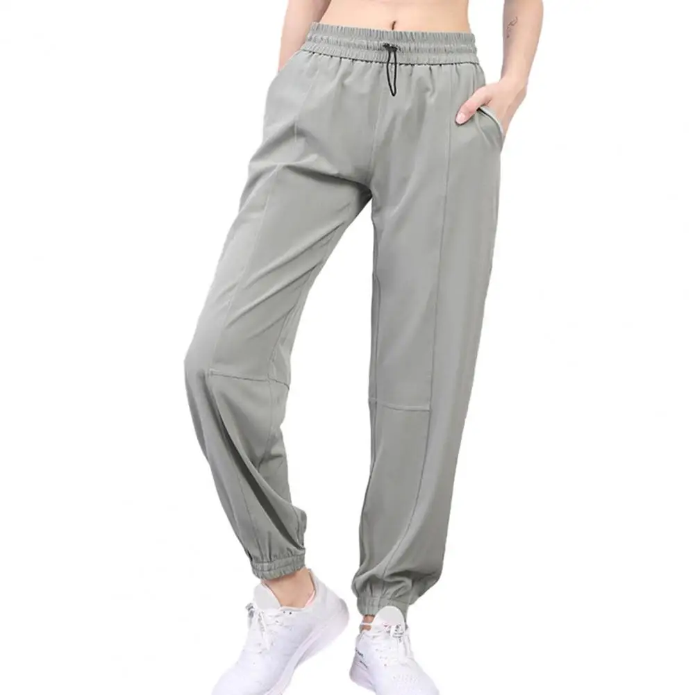 

Женские брюки со шнуровкой и эластичным поясом, мягкие дышащие тонкие быстросохнущие брюки в стиле пэчворк с карманами, спортивные штаны