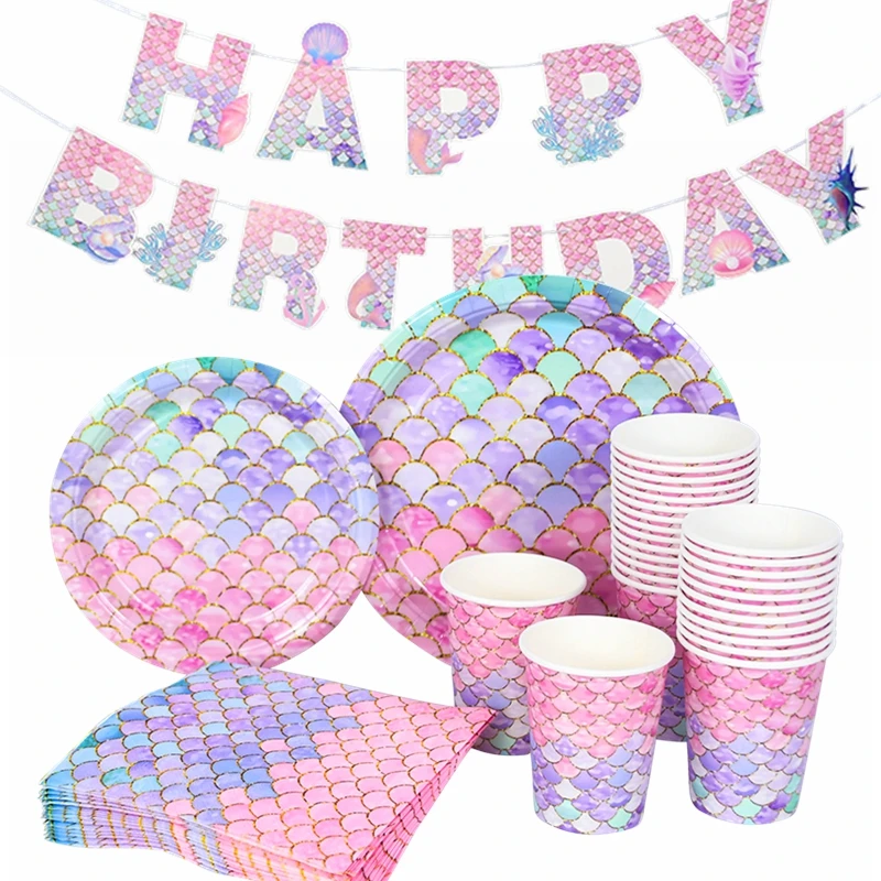 Mermaid Party Disposable Tableware Paper Plates Cup Napkin for Kids Girls Mermaid Birthday Party Decoration Baby Shower Supplies
Mermaid Party Disposable Tableware Paper Plates Cup Napkin for Kids Girls Mermaid Birthday Party Decoration Baby Shower Supplies