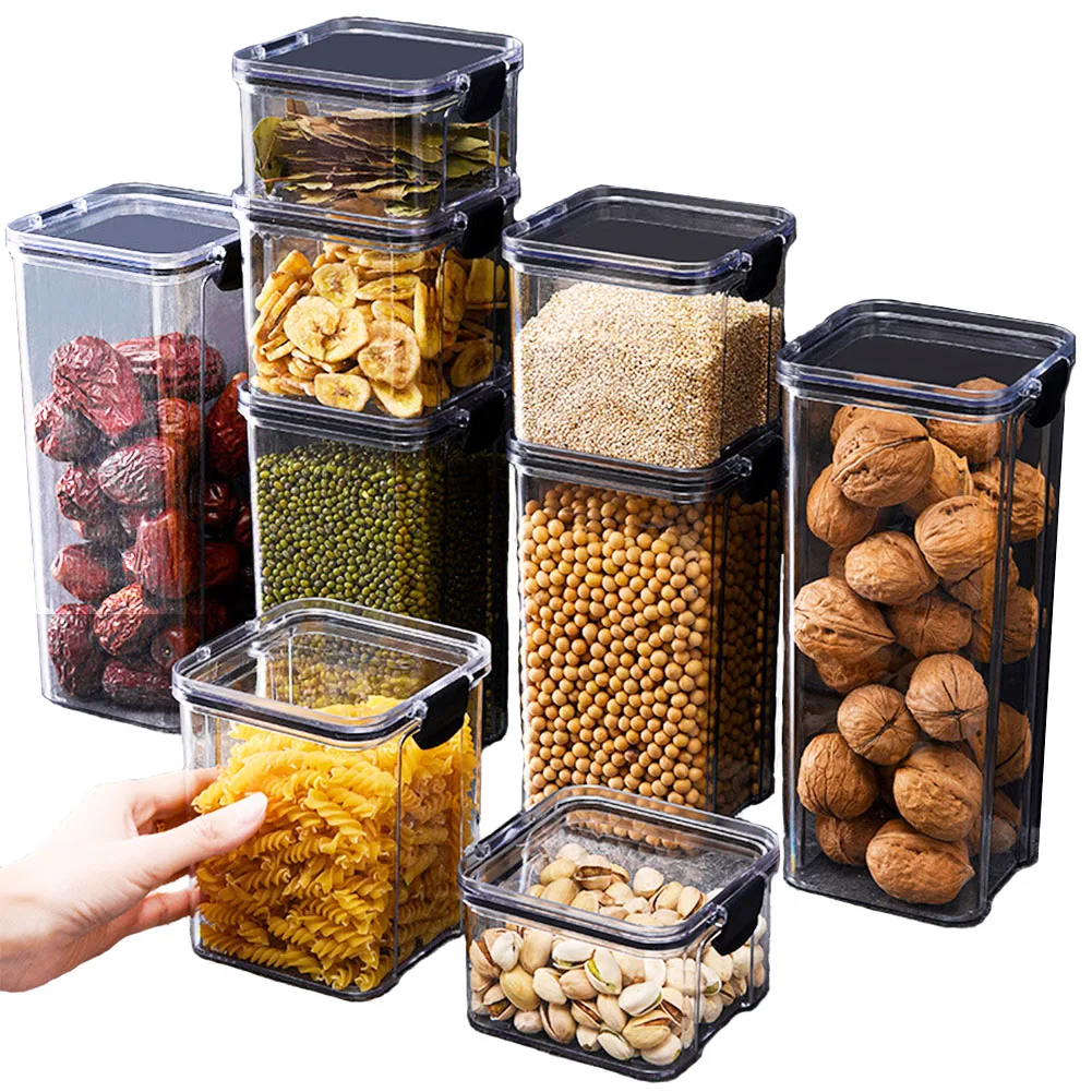 

Airtight Food Storage Container, Clear Plastic, Kitchen and Pantry Organization, Canister Box for Cereal, Dry Flour and Sugar