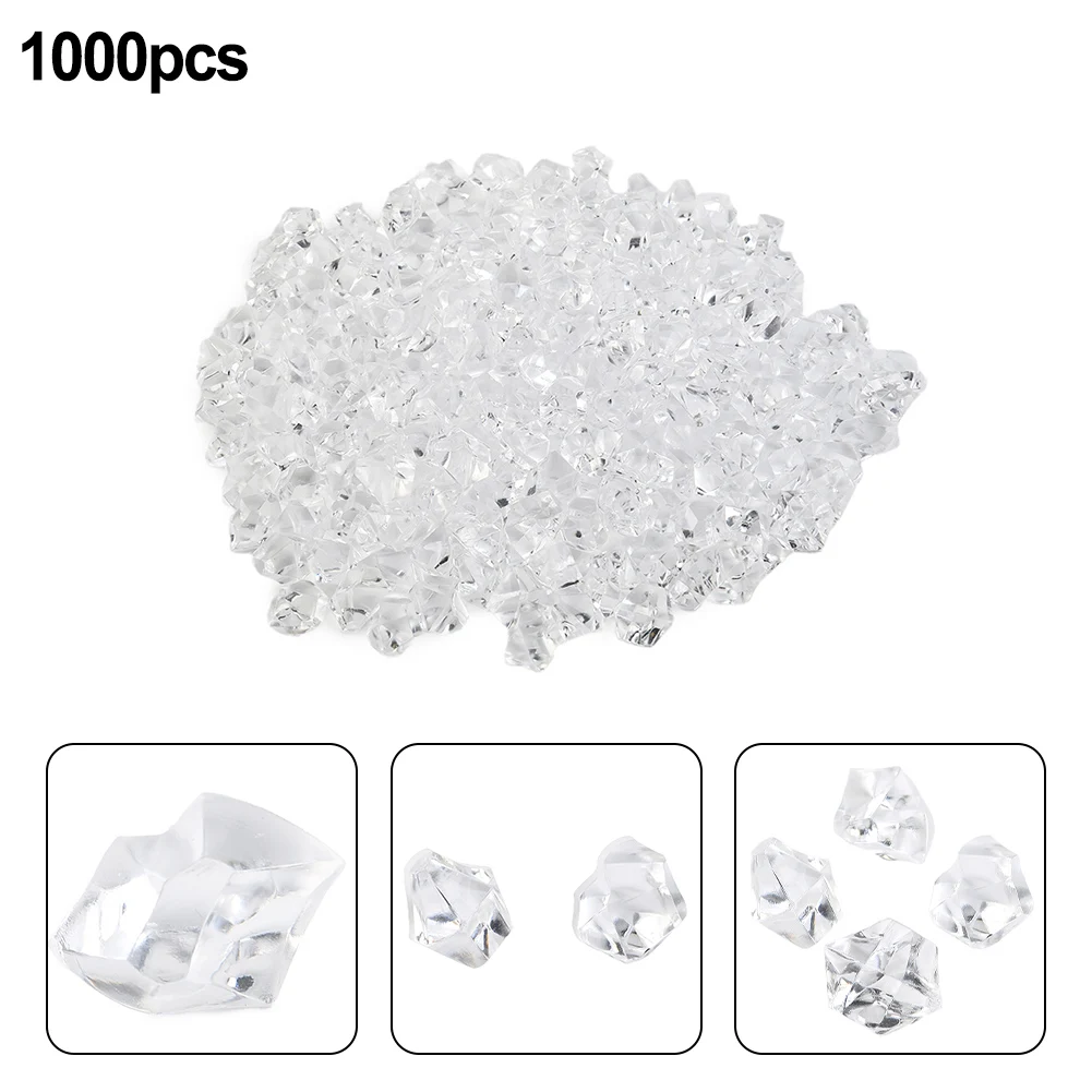 

1000pcs Crystal Ice Rock Stones Clear Acrylic Diamonds Vase Gems Irregular Wedding Party Decor Confetti Table Scatter Beads