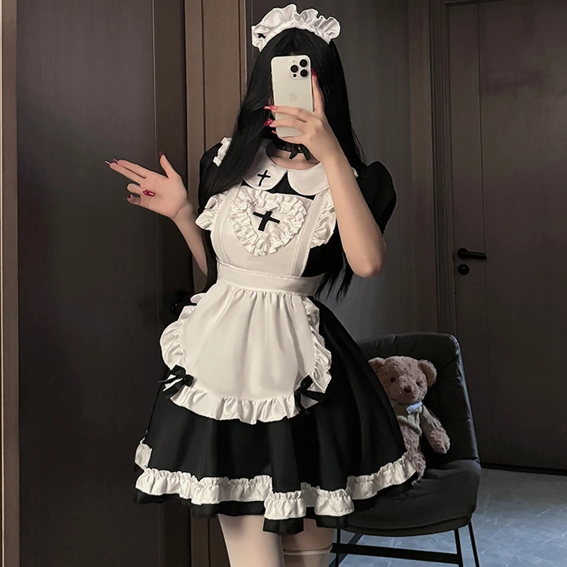 

Black Cute Lolita Cosplay Party Stage Costume Animation Show Outfit Maid Costumes Girls Women Lovely Maid Kawaii Dress Clothes
