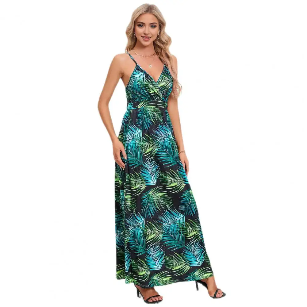 Printed Summer Dress Floral Print Spaghetti Strap Maxi Dress for Women Backless Beach Vacation Dress with High Waist V Neck
Printed Summer Dress Floral Print Spaghetti Strap Maxi Dress for Women Backless Beach Vacation Dress with High Waist V Neck