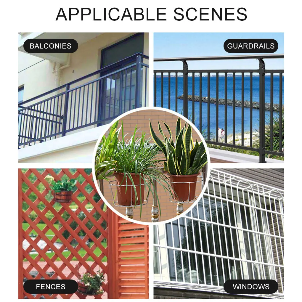 

Hanging Plant Shelf Balcony Flower Pot Stand Stainless Steel Support Tray for Railing Outdoor Fence