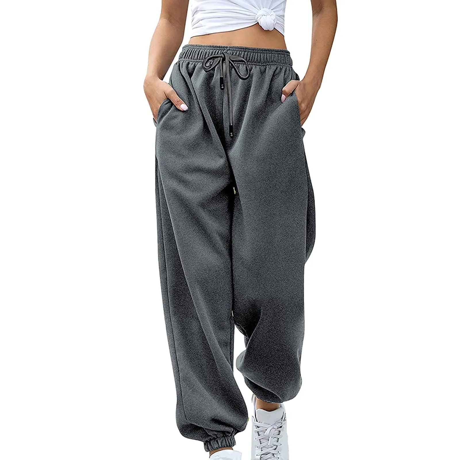 

Women's Bottom Sweatpants Joggers Pant Workout High Waisted Yoga Pants with Pockets Sports Casual Loose Joggers Daily Sweatpants