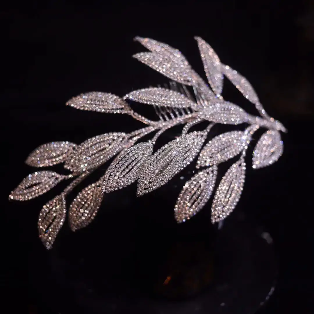 

New Sparkle Crystal Leaves Brides Headwear Headpieces Baroque Headbands Bridal Hair Accessory