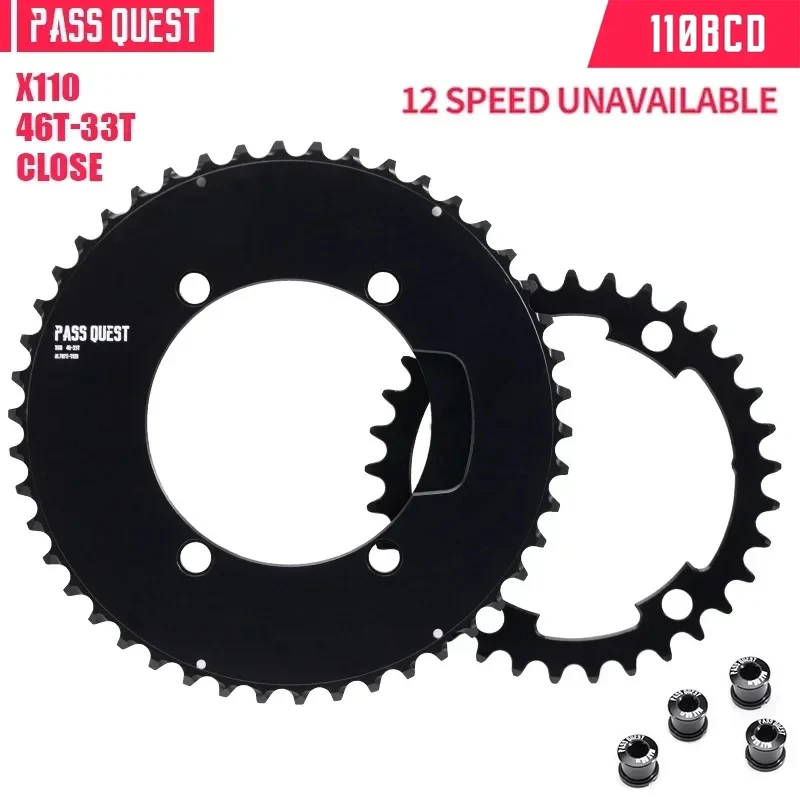 

PASS QUEST 110BCD Double Chainring for DURA-ACE 9000/ULTEGRA 6800/5800,56-42T/54-40T/53-39T/52-36T/50-34T/48-35T/46-33T Sprocket