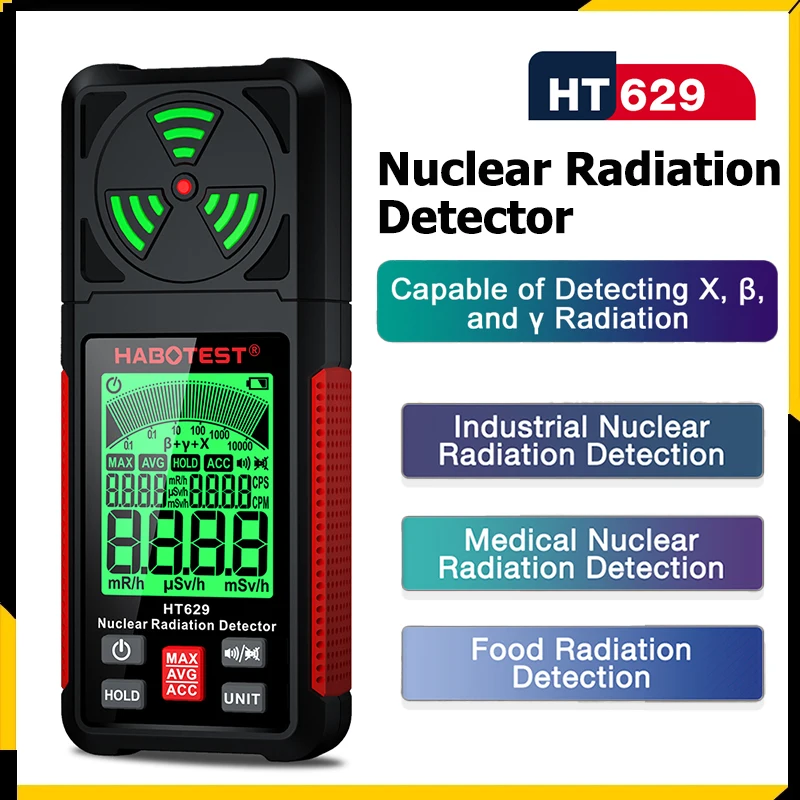 

Nuclear Radiation Detector HT629 Geiger Counter X-ray γ-ray β-ray Detector Marble Radioactivity Tester Personal Dosimeter