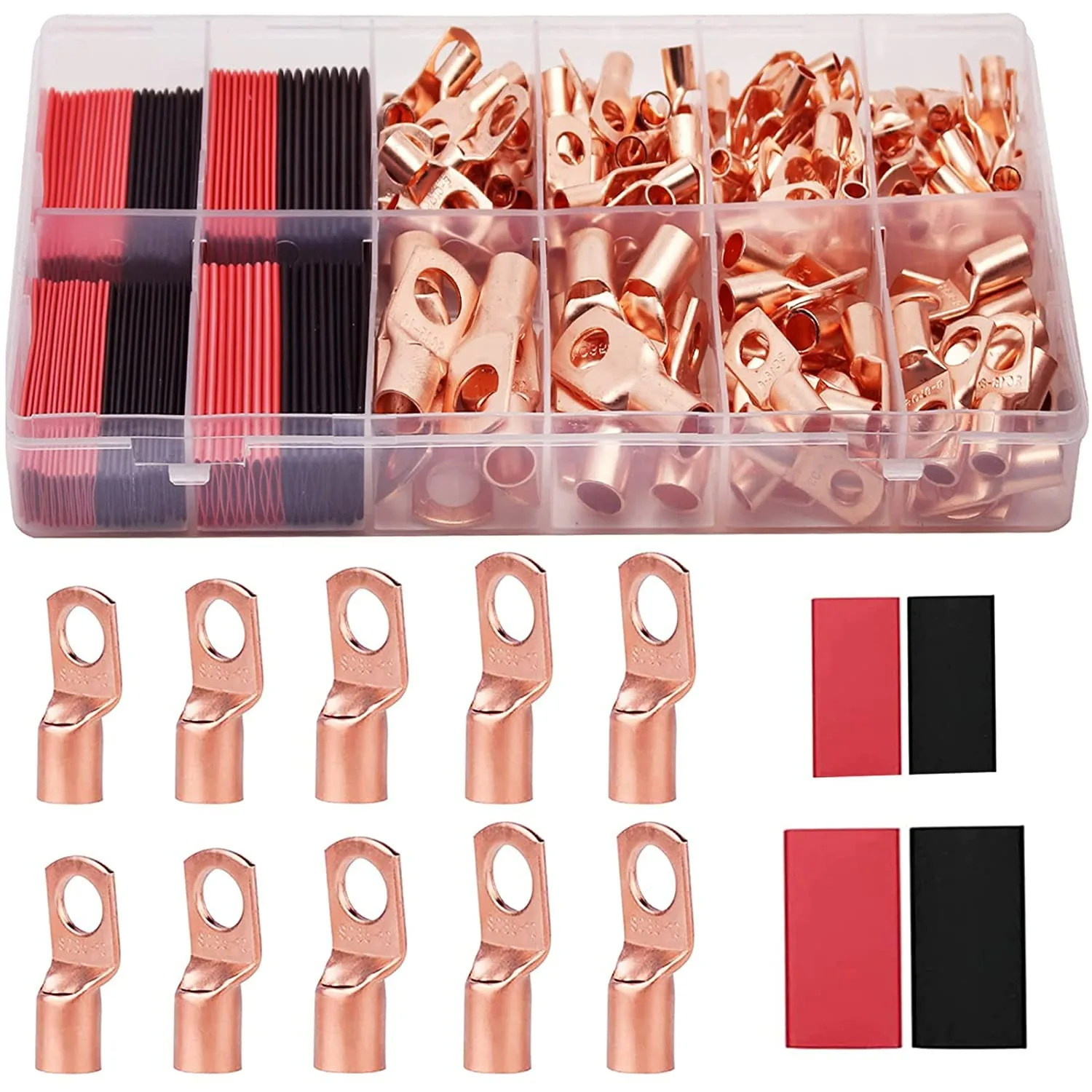

160Pcs Ring Terminal Lug Bare Cable Crimped/Soldered Terminals Kit SC Tinned Copper Tube Terminal Set