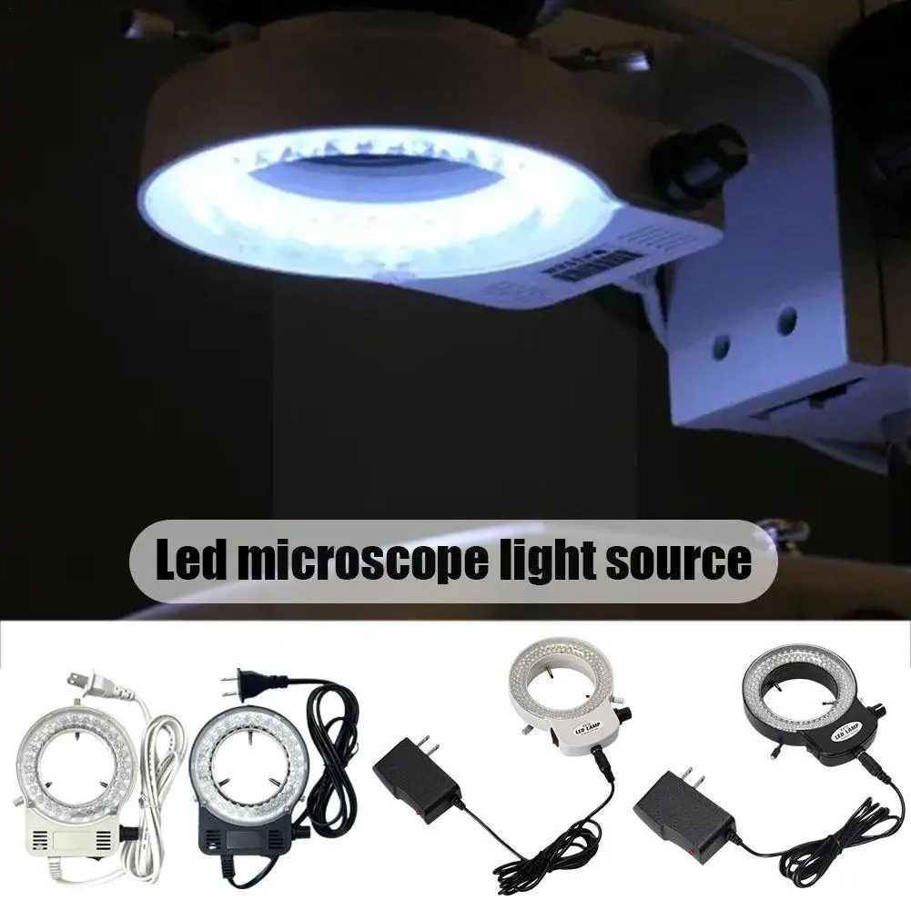 

White Adjustable 6500K 5500K 144 LED Light Illuminator Lamp Camera AC Magnifier Adapter Stereo Microscope Industry 110-240V J8C6