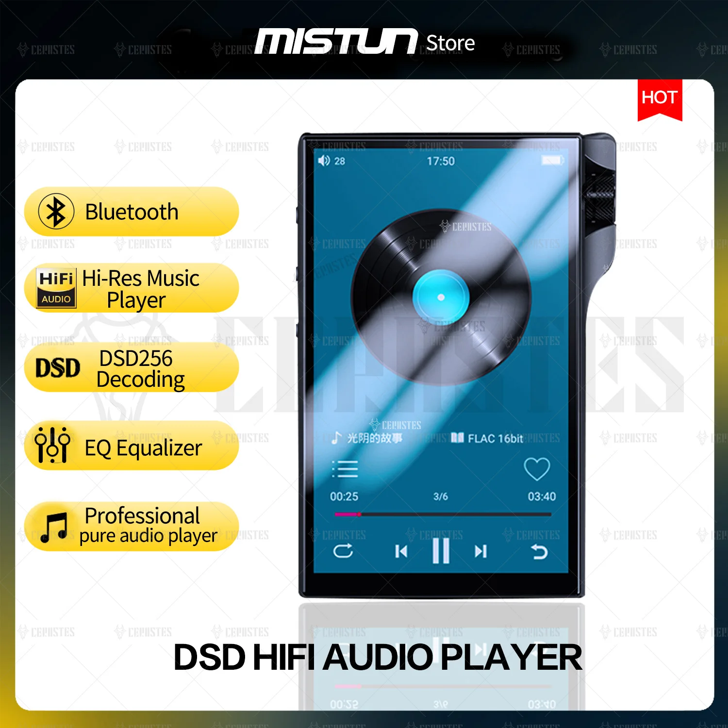 

Hi-Res Music Player ESS SABRE9018Q2C DAC Decoding MQA DAP FLAC APE Andriod5.1 DSD HiFi Lossless MP3 Music Player Bluetooth