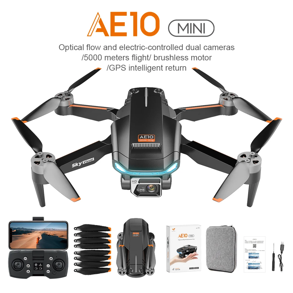 New AE10 Mini Drone 6K 8K HD Dual Camera 2500mAh GPS Optical Flow Positioning Brushless Motor Aerial Quadcopter Only 172g 
New AE10 Mini Drone 6K 8K HD Dual Camera 2500mAh GPS Optical Flow Positioning Brushless Motor Aerial Quadcopter Only 172g