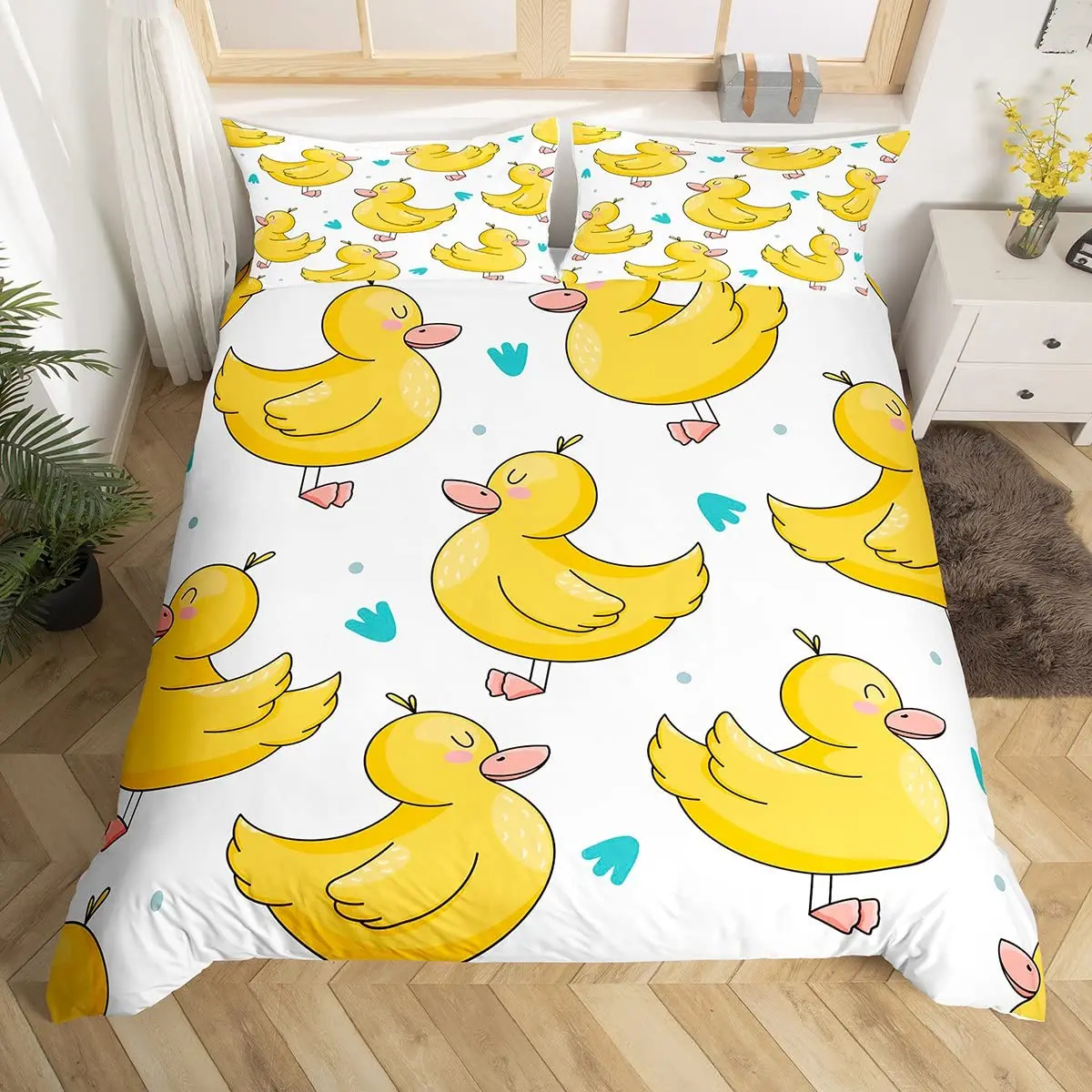 Cute Duck Duvet Cover, Cartoon Yellow Duck Bedding Set for Kids Boys Girls, Comforter Cover Animal Quilt Cover with 2 Pillowcase
Cute Duck Duvet Cover, Cartoon Yellow Duck Bedding Set for Kids Boys Girls, Comforter Cover Animal Quilt Cover with 2 Pillowcase