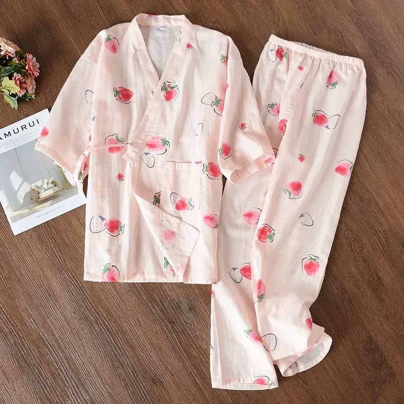 

Maternity Cotton Set Loungewear Home Sleepwear Printing Clothes Gauze Summer Double-layer Pijama Pajamas Pajama Women