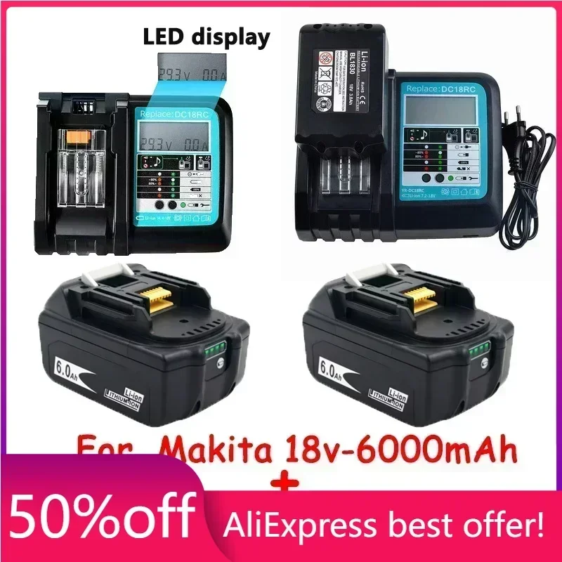 

NEW 18V6Ah Battery 6000mah Li-Ion Battery Replacement Power Battery for MAKITA BL1880 BL1860 BL1830battery+3A Charger