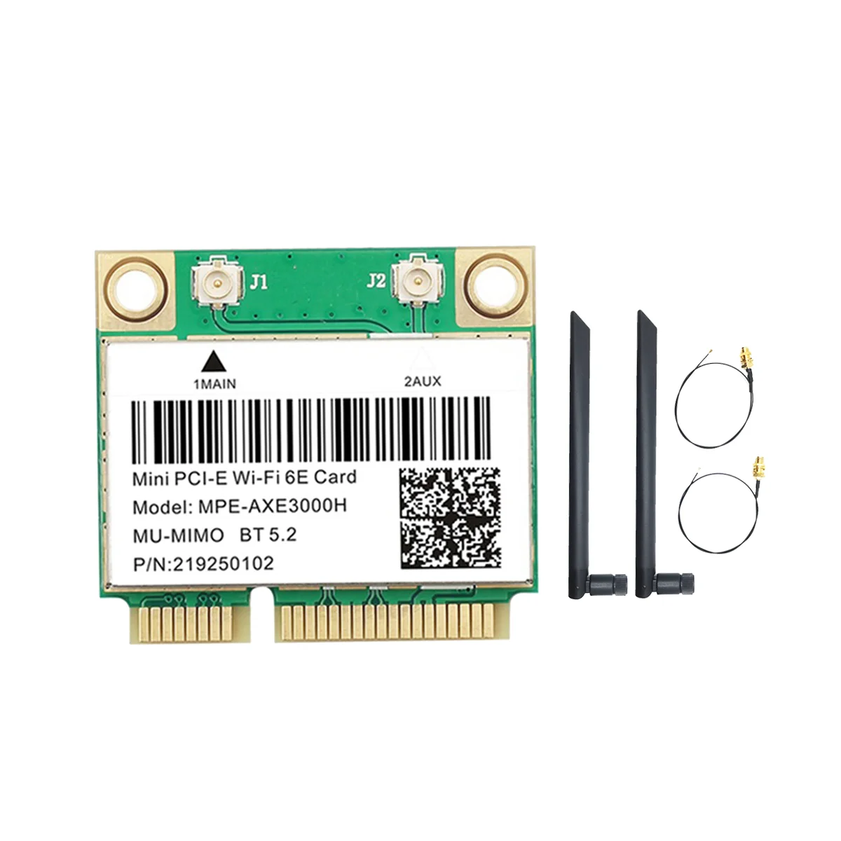 MPE-AXE3000H WiFi карта + двойная антенна WiFi 6E 2400 Мбит/с Mini PCI-E для BT 5,2 802.11AX 2,4G/5G/6 ГГц Wlan сеть
MPE-AXE3000H WiFi карта + двойная антенна WiFi 6E 2400 Мбит/с Mini PCI-E для BT 5,2 802.11AX 2,4G/5G/6 ГГц Wlan сеть