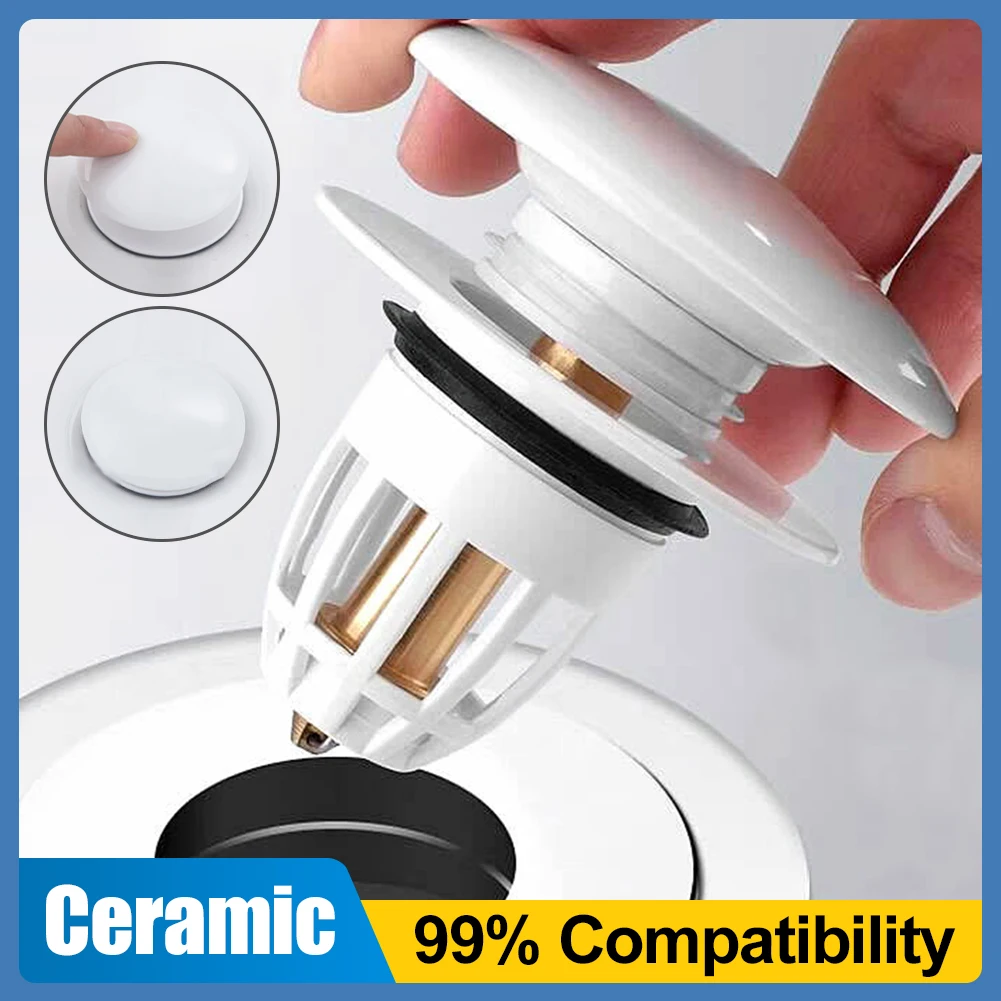 Bathroom Sink Pop-up Stopper Ceramic Top Drain Hair Catcher Universal Drain Stopper Anti Clogging and Leaking Bathroom Gadgets
Bathroom Sink Pop-up Stopper Ceramic Top Drain Hair Catcher Universal Drain Stopper Anti Clogging and Leaking Bathroom Gadgets