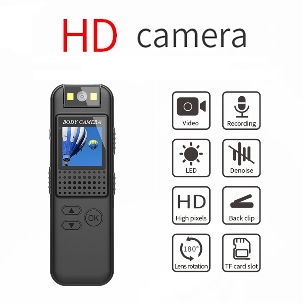 

1080P Digital Small Body Camera Camcorder Worn Mini Screen Cam Video Recorder Motion Detection Sports DV Car DVR for Home