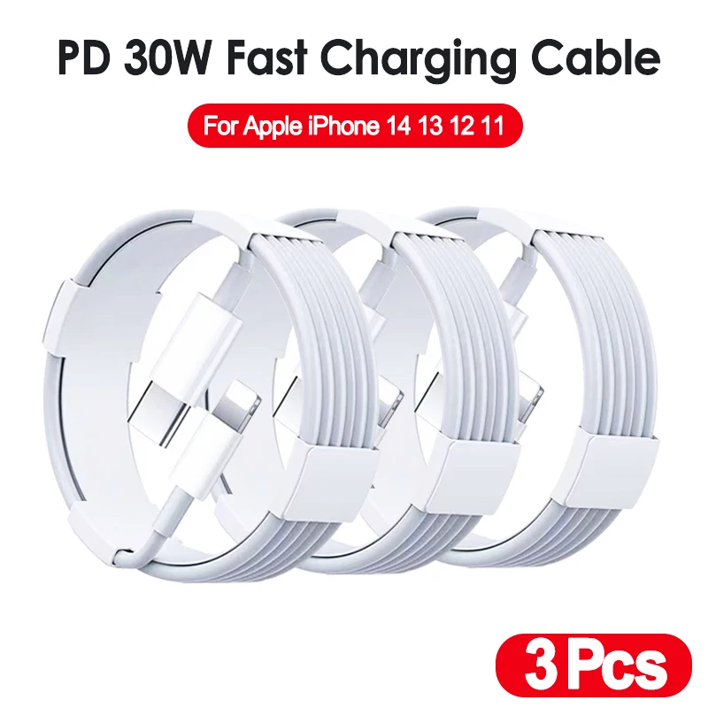 3Pcs PD 30W For Apple USB Cable USB-C to Lighting Data Cable For iPhone 14 13 11 12 Pro Max X XS XR Type C Fast Wire Charging
3Pcs PD 30W For Apple USB Cable USB-C to Lighting Data Cable For iPhone 14 13 11 12 Pro Max X XS XR Type C Fast Wire Charging
