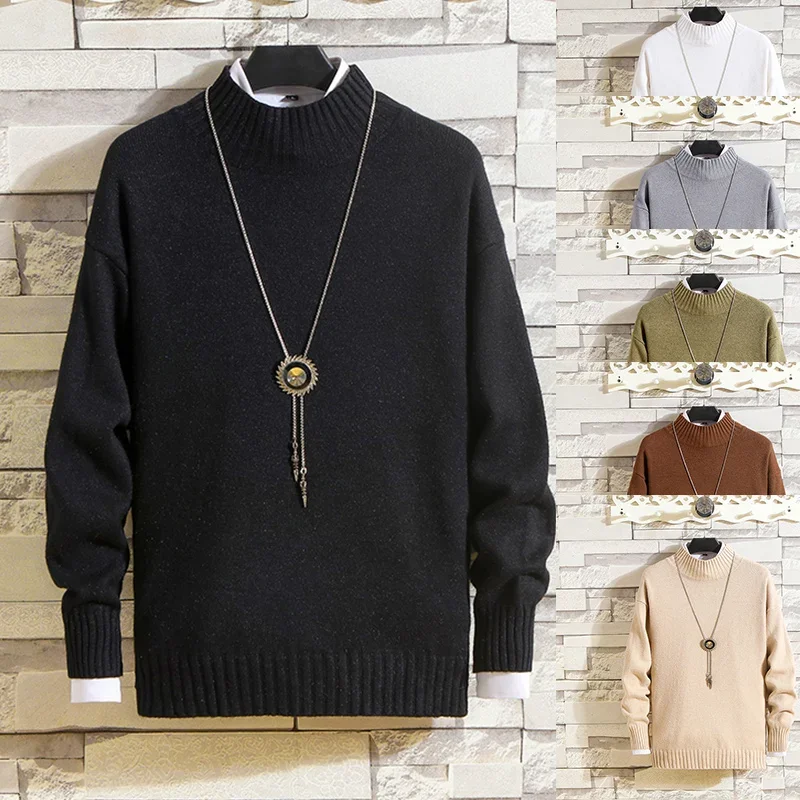 /Winter Sweater Men's Half High Neck Basic Solid Color Casual Versatile Round Neck Knit with Sweater
/Winter Sweater Men's Half High Neck Basic Solid Color Casual Versatile Round Neck Knit with Sweater