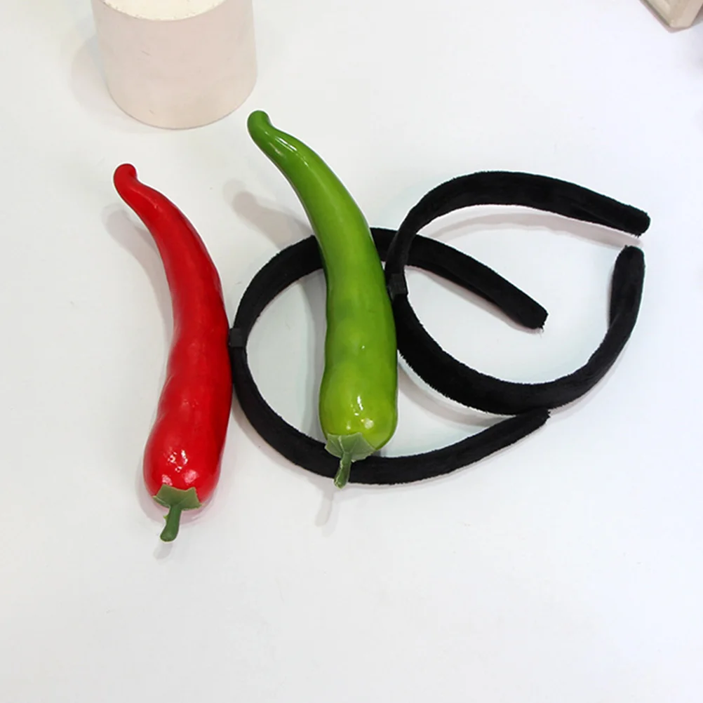 

Vegetable Headband Funny Hairband Chili Head Boppers Novelty Hair Hoop Party Accessory Pepper Decor