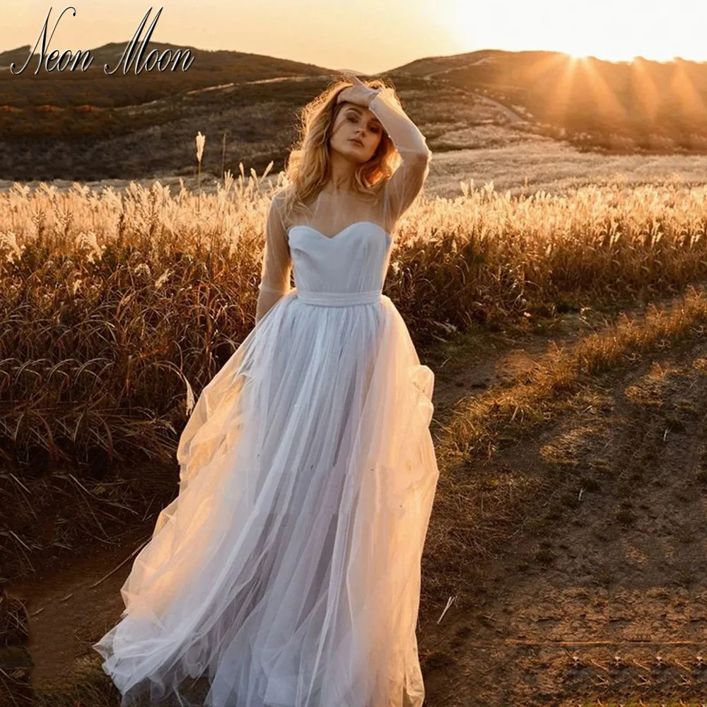 Boho Women's Wedding Dresses A-line Chiffon Strapless Bride Dress Backless Long Sleeve Sweetheart Bridal Gown Vestido De Novia
Boho Women's Wedding Dresses A-line Chiffon Strapless Bride Dress Backless Long Sleeve Sweetheart Bridal Gown Vestido De Novia