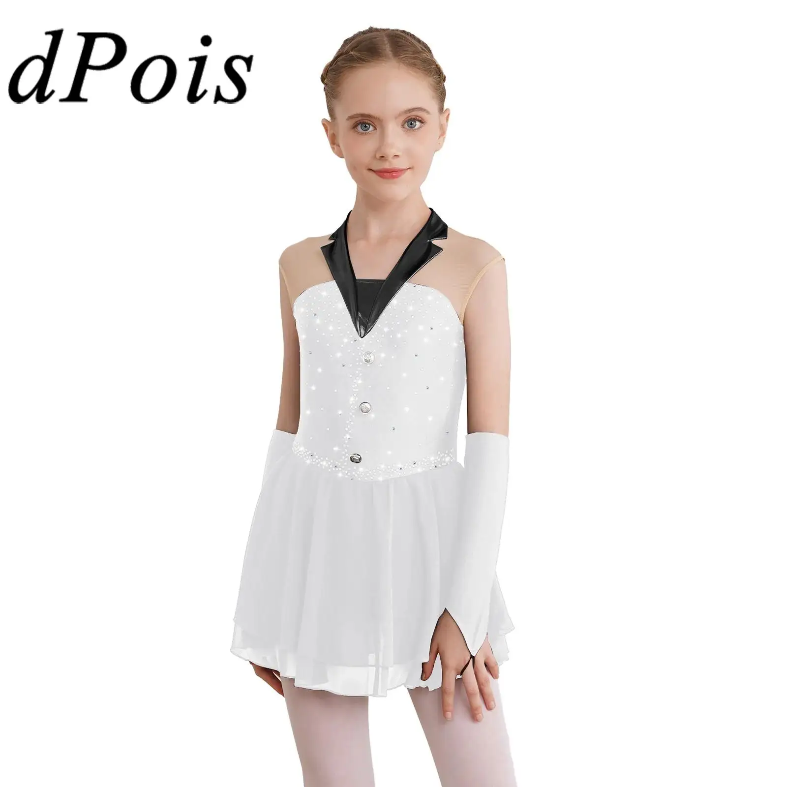 Kids Girls Shiny Sparkling Skating Ballet Lyrical Dance Dress with Fingerless Gloves Children Latin Cha-cha Stage Dancewear
Kids Girls Shiny Sparkling Skating Ballet Lyrical Dance Dress with Fingerless Gloves Children Latin Cha-cha Stage Dancewear