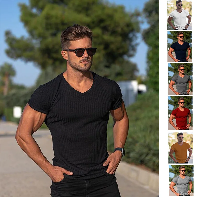 Large Size Tight Muscular Men M-4XL New V-Neck T-shirt Short Sleeve Cotton Solid Top Men's Large Men's Top
Large Size Tight Muscular Men M-4XL New V-Neck T-shirt Short Sleeve Cotton Solid Top Men's Large Men's Top