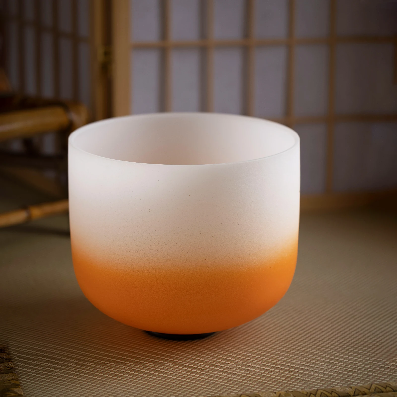 

Hye-eun 11 inch 432h D Note Half Orange Frosted Quartz Crystal Singing Bowl Navel Chakra for Yoga Sound Healing Meditation