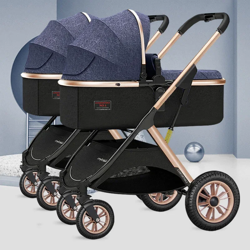 

Baby Stroller Can Sit or Lie Down Travel Stroller Detachable Twin Stroller High Landscape Lightweight Foldable Newborn Stroller