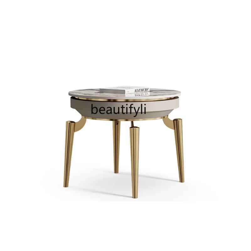 

Роскошный угловой столик светильник, креативный журнальный столик для гостиной, дивана, боковой столик, минималистичный дизайн, высокая чувствительность, каменная тарелка, кофейный столик
