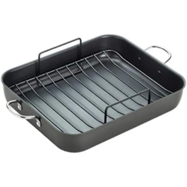 

T-fal Ultimate Hard Anodized Nonstick Roasting Pan 16 Inchx13 Inch Roaster Pan, Pots and Pans, Cookware Black