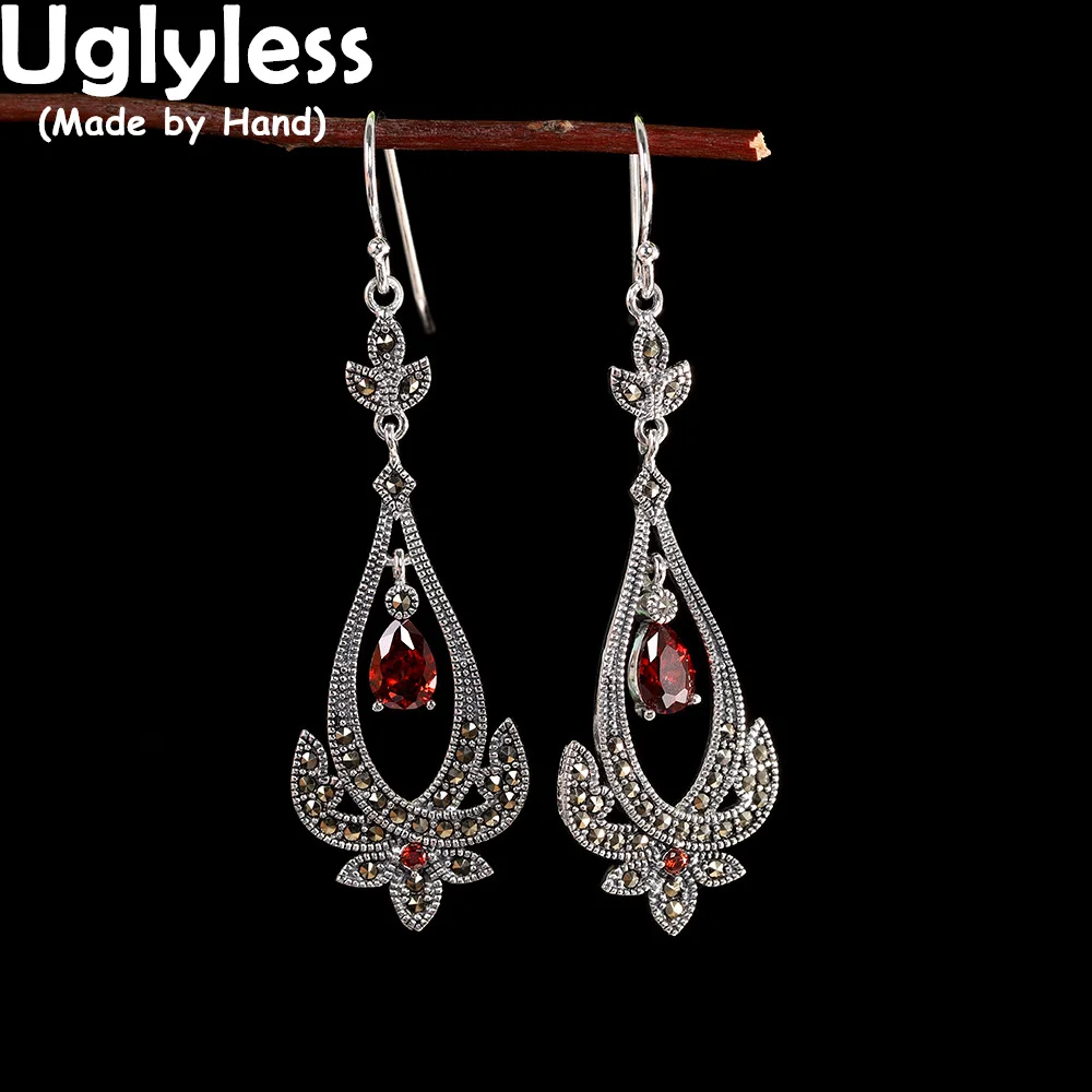Uglyless Water Drop Garnet Earrings for Women Exotic Marcasite Earrings 925 Sterling Silver Flowers Brincos Thai Silver Jewelry
Uglyless Water Drop Garnet Earrings for Women Exotic Marcasite Earrings 925 Sterling Silver Flowers Brincos Thai Silver Jewelry