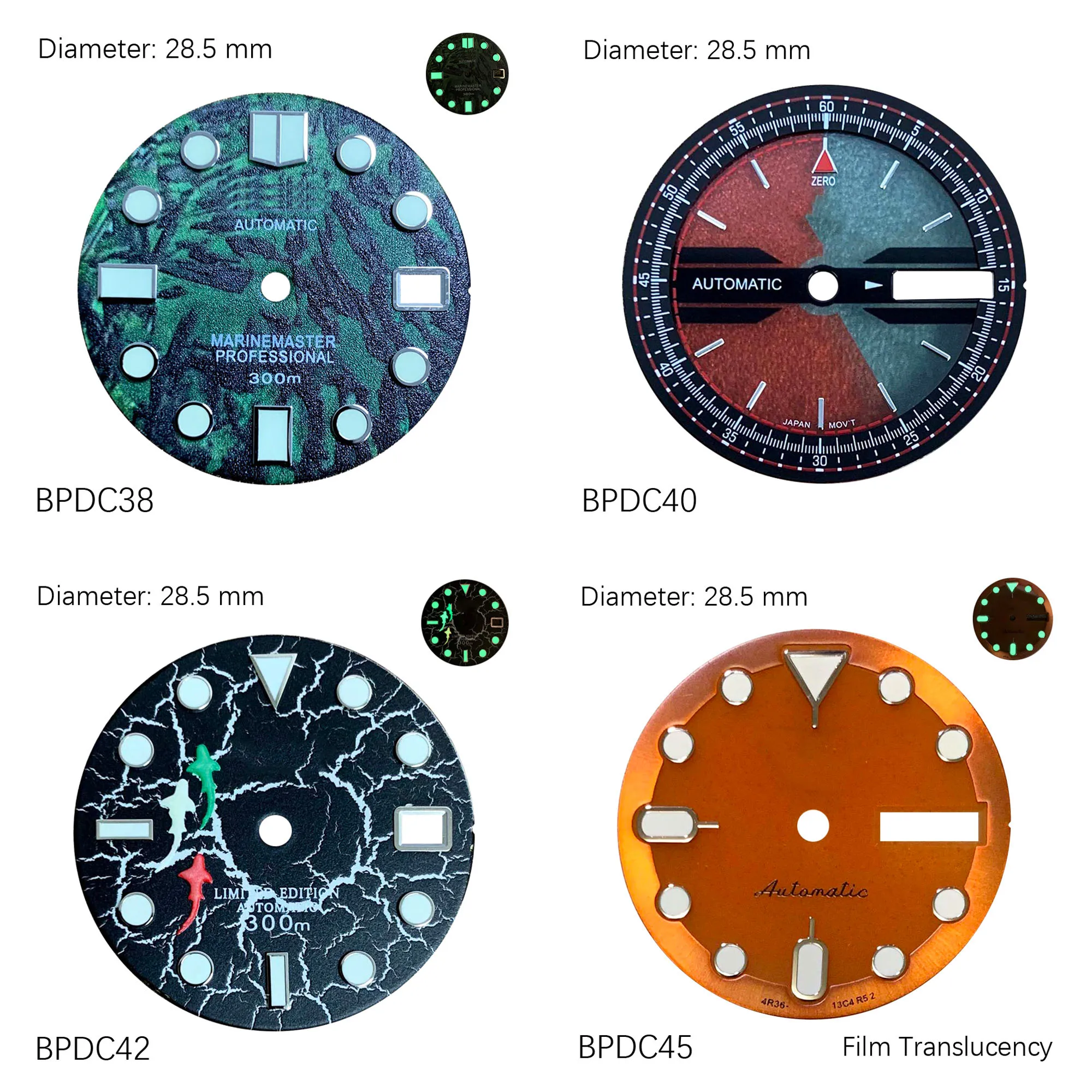 28.5mm green luminescent replacement dial, suitable for upgrading Nh35/nh36 movement accessories
28.5mm green luminescent replacement dial, suitable for upgrading Nh35/nh36 movement accessories