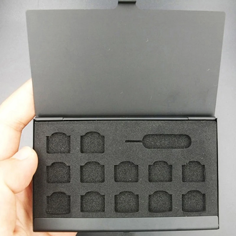12-Slots-NANO+1-Slot-Card-Pin Aluminum Portable SIM Micro Pin SIM Card Nano Memory Card Storage Box Case Protector Holder
12-Slots-NANO+1-Slot-Card-Pin Aluminum Portable SIM Micro Pin SIM Card Nano Memory Card Storage Box Case Protector Holder