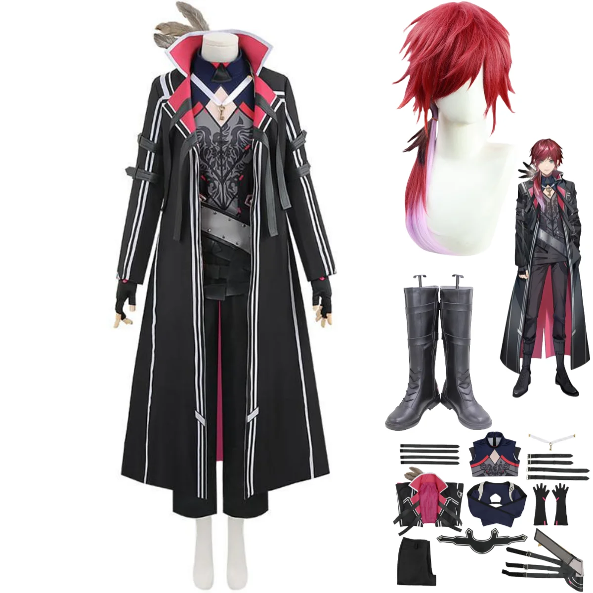 Anime Virtual YouTuber NIJISANJI Lauren Iroas Cosplay Costume Wig Long Trench Coat Uniform Shoes Man Carnival Halloween Suit
Anime Virtual YouTuber NIJISANJI Lauren Iroas Cosplay Costume Wig Long Trench Coat Uniform Shoes Man Carnival Halloween Suit