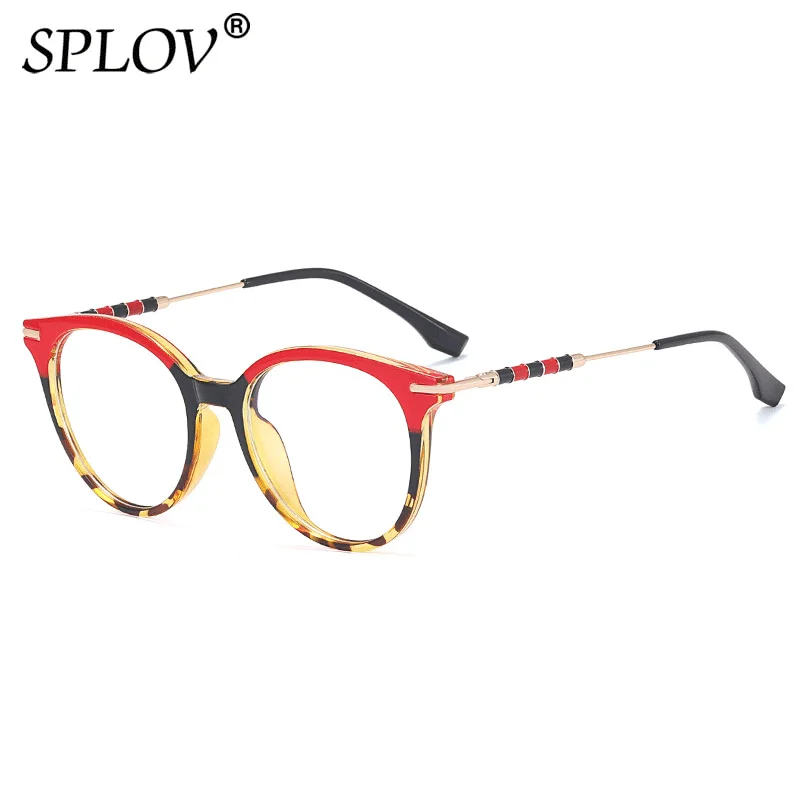 

New Retro Round Women Spring Hinge Glasses Frame Fashion Double Color Anti Blue Light Optical Eyewear Female Oculos De Sol Gift