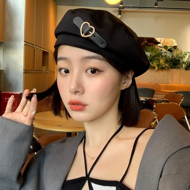 Fashion Black Beret Metal Heart Vintage Breathable Painter Hat Korean Version Japanese Temperament Octagonal Hats Accessories
Fashion Black Beret Metal Heart Vintage Breathable Painter Hat Korean Version Japanese Temperament Octagonal Hats Accessories