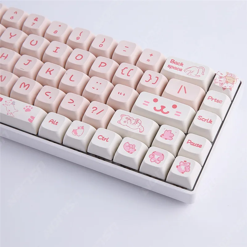 

134 Keys Cat XDA Profile Keycap For Mechanical Gaming Keyboard Cherry Mx Switch PBT Keycaps Graffiti Custom Pink Cute Key Caps