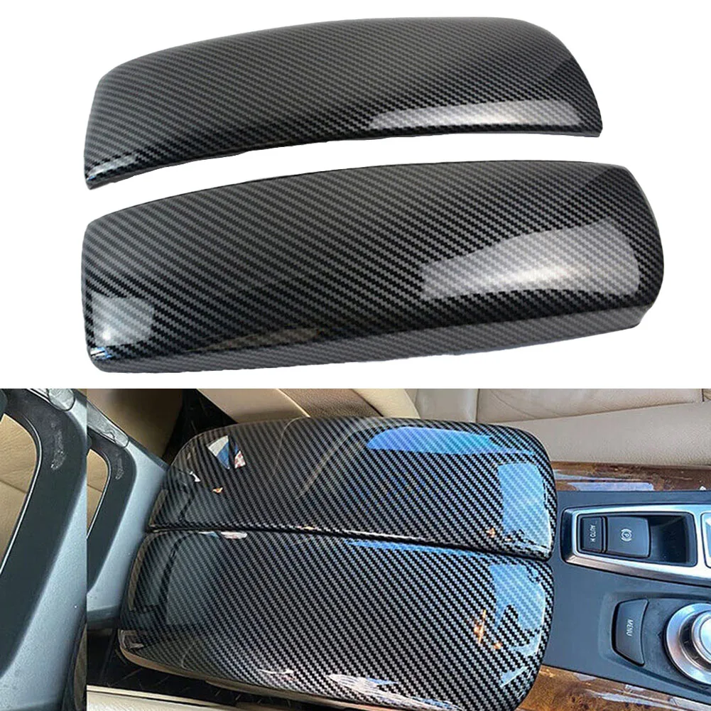 

1PC Center Armrest Box Trim Cover Carbon Fiber Color For BMW X6 E70 E71 07-13 Self Adhesive Anti-wear Armrest Box Gear E71 Panel