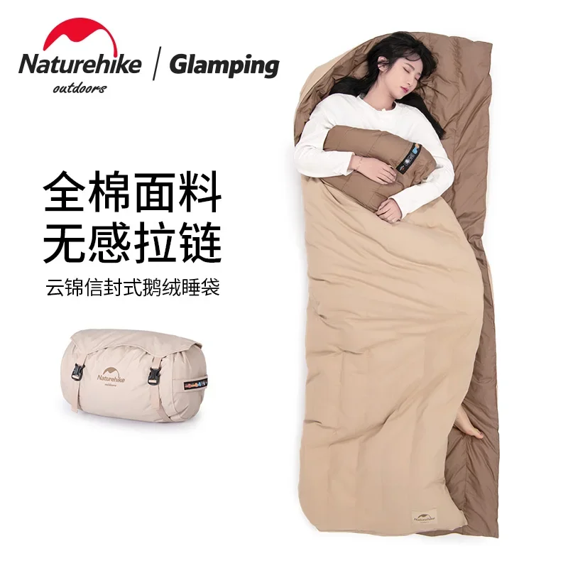 

Naturehike-полностью Расширяемый Спальный Мешок из гусиного пуха, дышащий конверт, кемпинг на открытом воздухе, теплый