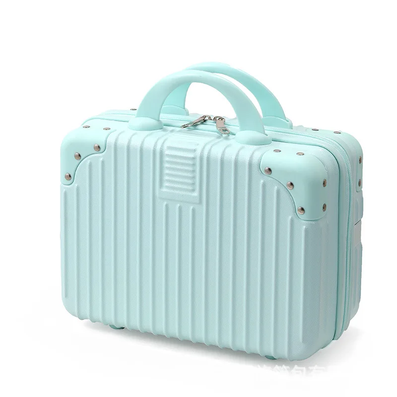 

Carrying Suitcase Women Makeup 14 Inch Cosmetic Box Mini Storage Boarding Case Kids Travel Rolling Luggage Bag
