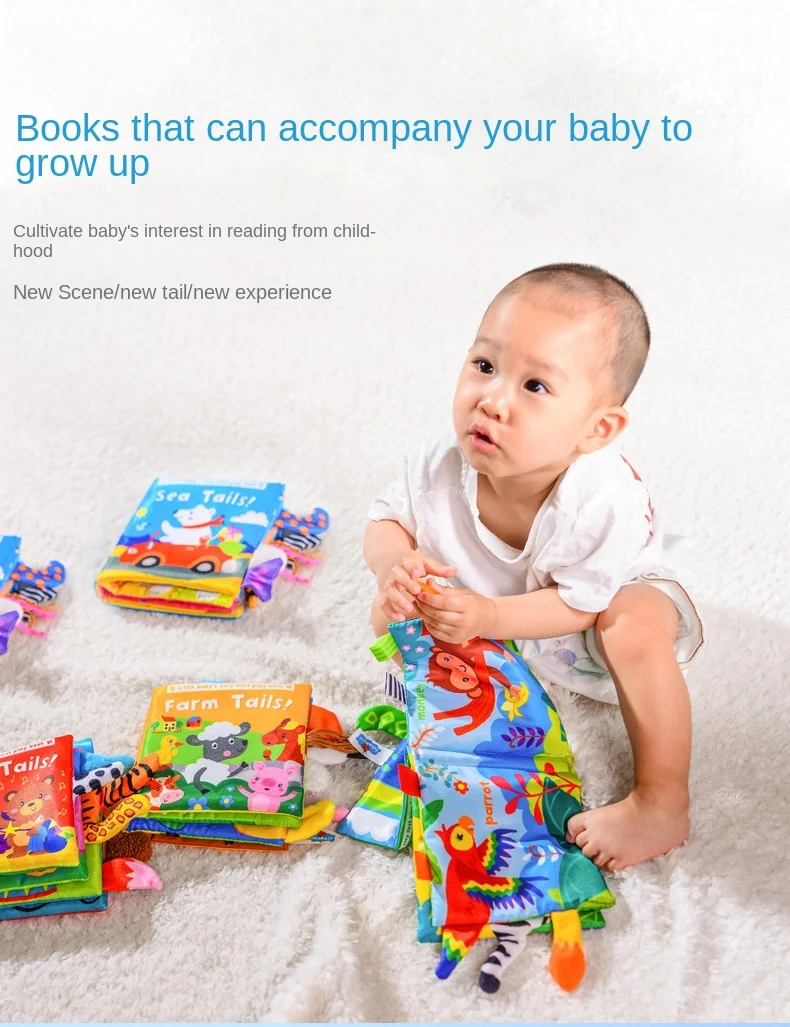 Libro de tela con cola de Animal, libro emergente para morder, iluminación educativa, educación temprana, juguetes cognitivos infantiles de 0 a 3 años Libro de tela con cola de Animal, libro emergente para morder, iluminación educativa, educación temprana, juguetes cognitivos infantiles de 0 a 3 años