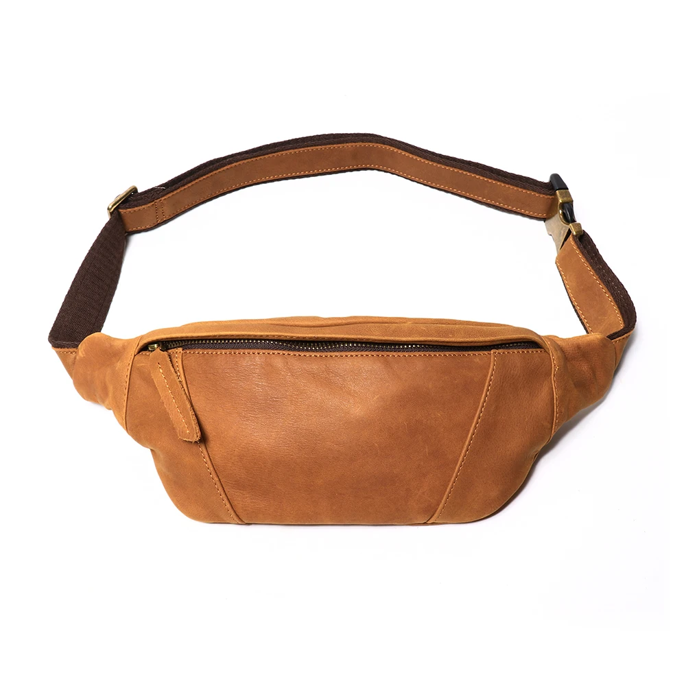 Crazy Horse Leather Waist Bag Men's Genuine Leather Crossbody Chest Pack Outdoor Sports Phone Pouch Adjustable Belt Bag Crazy Horse Leather Waist Bag Men's Genuine Leather Crossbody Chest Pack Outdoor Sports Phone Pouch Adjustable Belt Bag