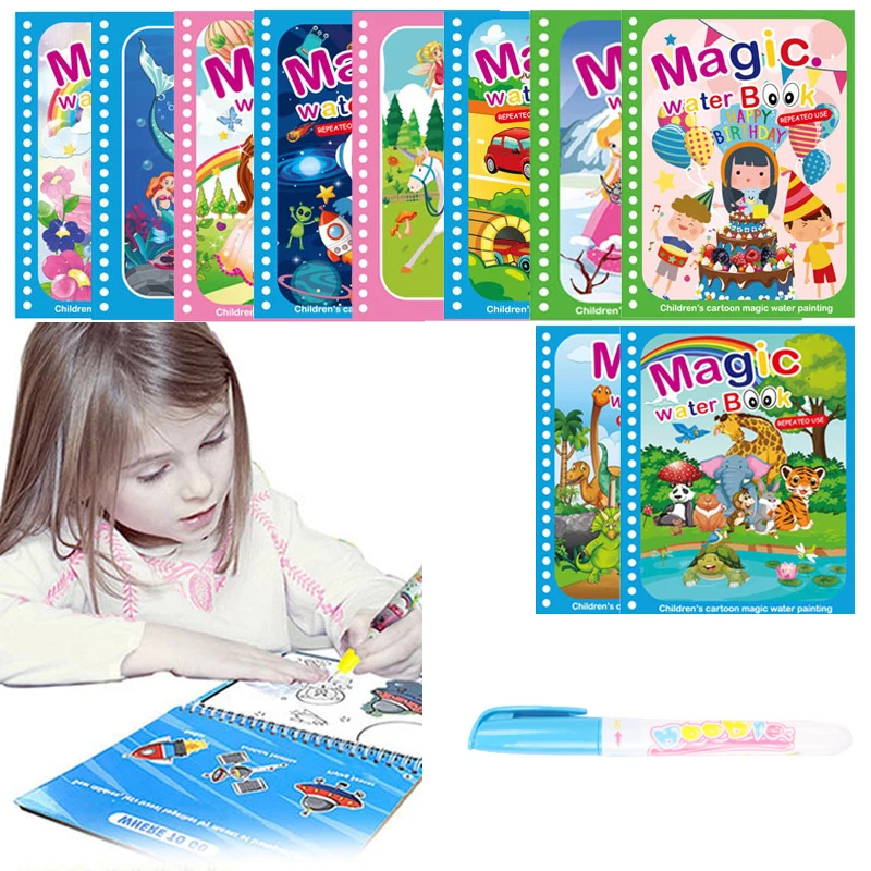 

Children Early Education Toy Magical Book Water Drawing Montessori Toy Kids Gift Reusable Coloring Book Magic Water Drawing Book