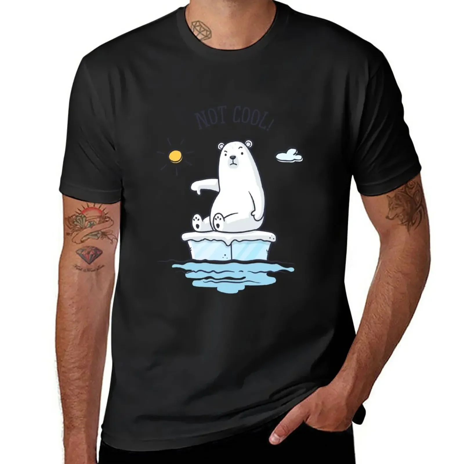 

Белый медведь-глобальное согревание не круто! Футболка funnys одежда для хиппи graphics, мужские футболки с графическим рисунком, большие и высокие